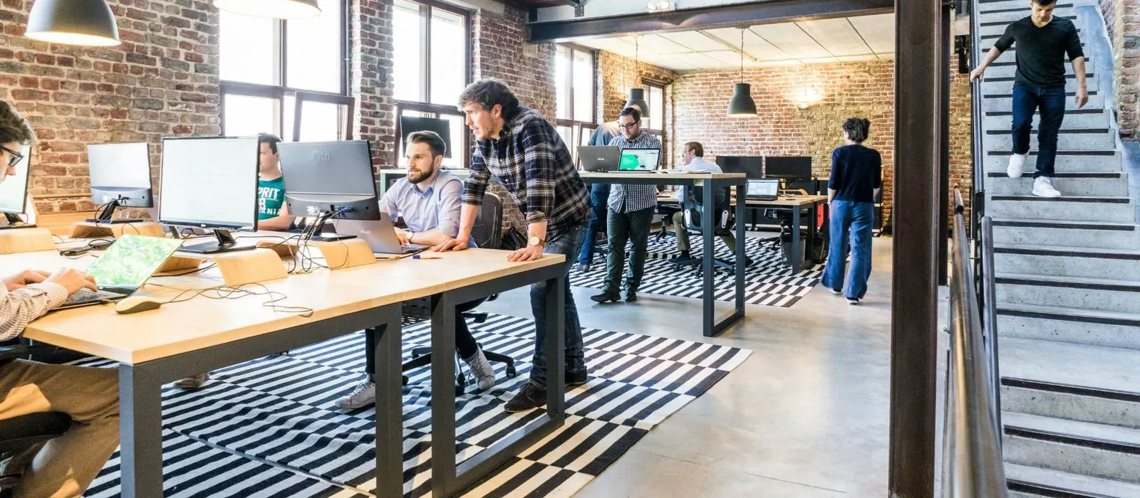 Team working together in a modern open office